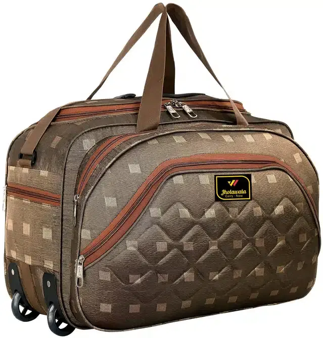 Polyester Traveling Luggage Bag with Wheels, Brown,60 L