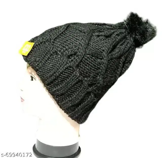 Woolen Cap for Women (Dark Grey)
