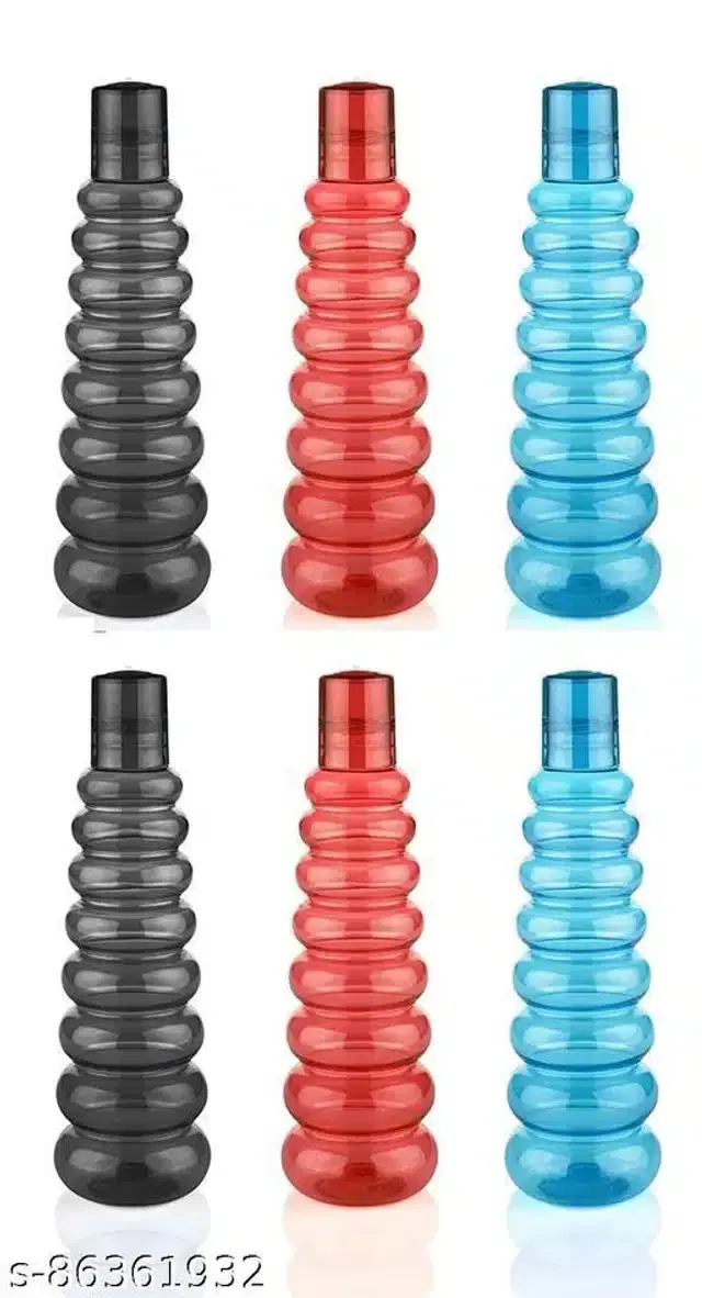 Water Bottles, Multicolor, 1000 ml, Pack of 6