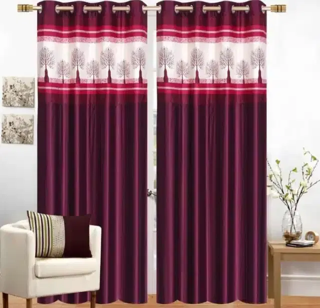 Door Curtains, Pack of 2, Wine, 7 feet