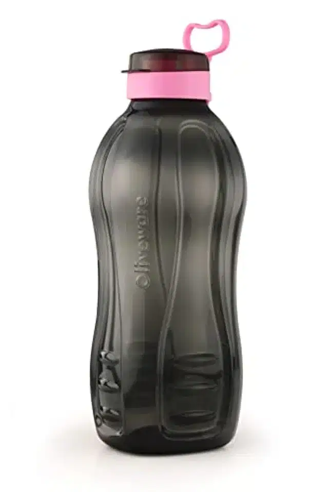 Airtight Plastic Water Bottle with Lid, Black & Pink, 2000 ml
