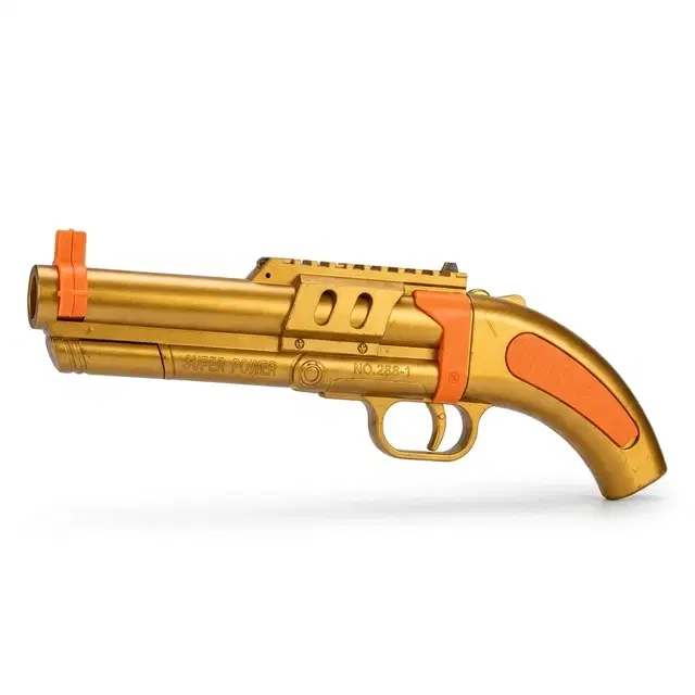 Golden Toy Blaster With Orange Accents