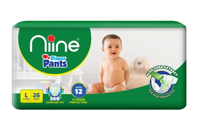 Niine Aloe Vera Baby Diaper Pants (Large 9-14 Kg, 26 Pc)