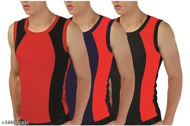 Cotton Vests for Men, Pack of 3 (Multicolor, S)
