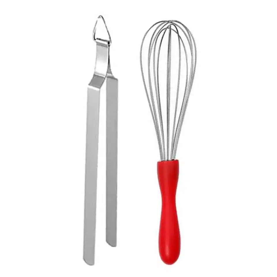 Oc9 Stainless Steel Egg Whisk & Roti Chimta For Kitchen Tool Set