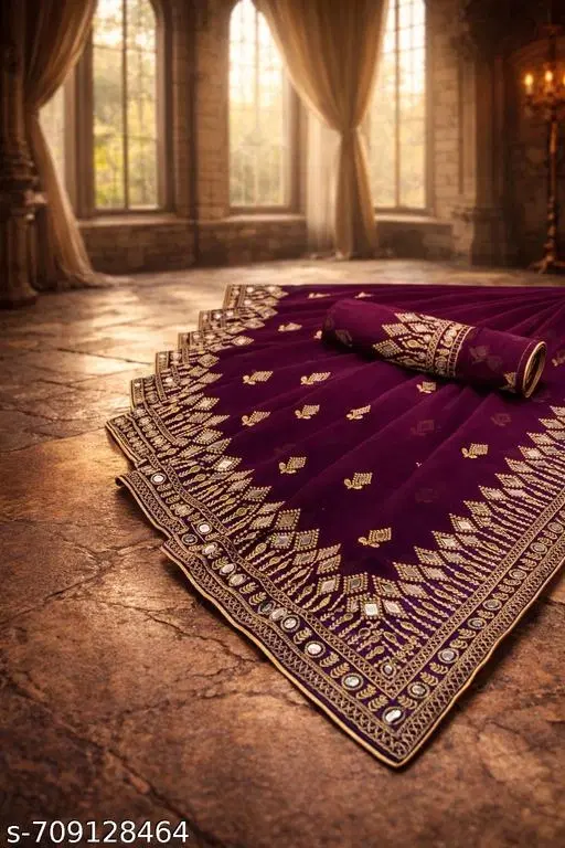 Stylish Saree for Women (Purple, Free Size)