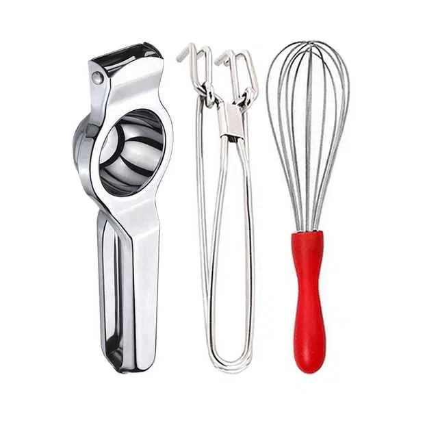 Oc9 Stainless Steel Lemon Squeezer & Pakkad & Egg Whisk Kitchen Tool Set, O-24
