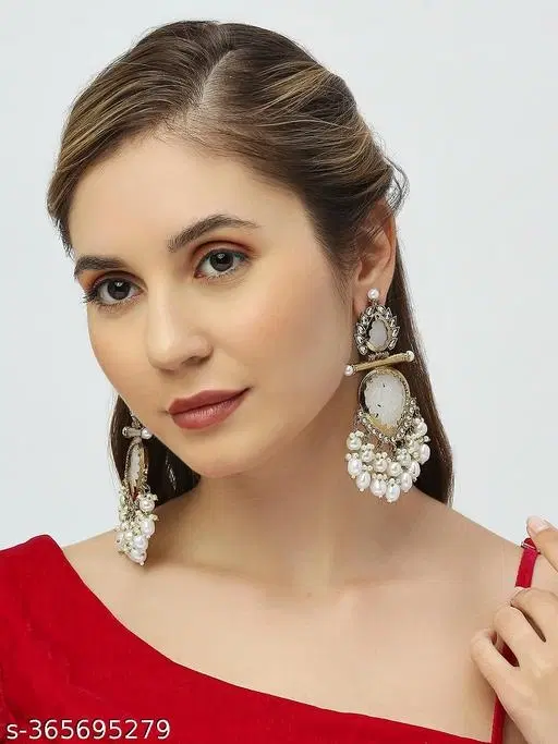 Unique Earrings for Women (White, Free Size)