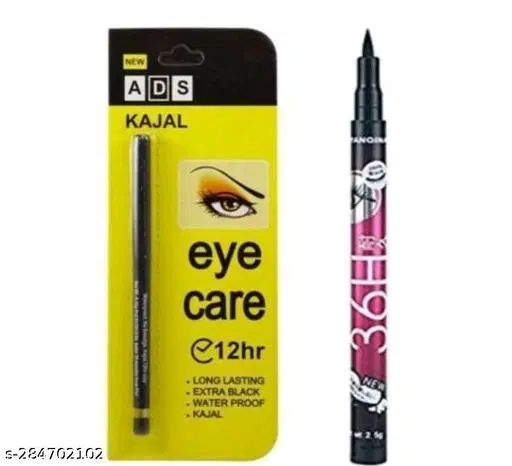 Ads Unique Eye Makeup Kajal & Eyeliner Combo (Pack Of 2)