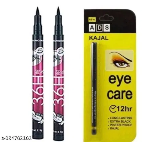 Ads Unique Eye Makeup Kajal & 2Pc Eyeliner Combo Pack