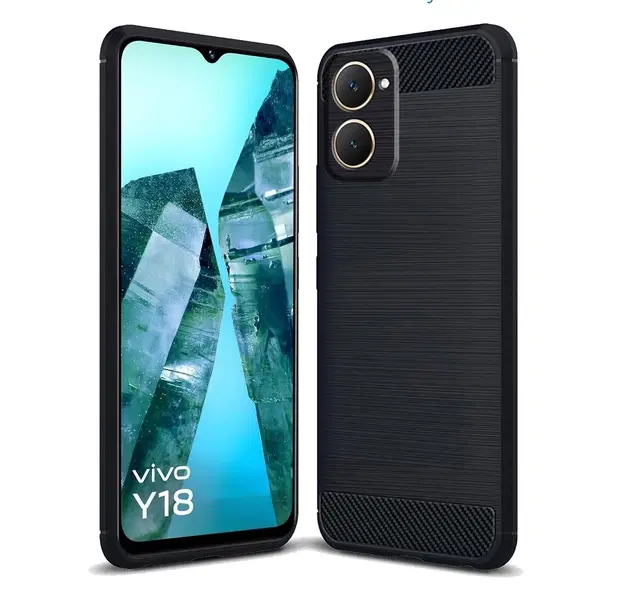 Rubber Mobile Back Cover for Vivo Y18 / Vivo Y18e / Y03, Black