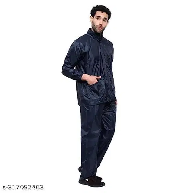 Polyester Rain Coat for Men, Black, M