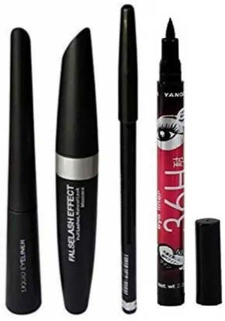 3 In 1 Mascara, Eyeliner & Eyebrow Pincil with 36 Hrs Pen Eyeliner, Set of 1, Multicolor, S25