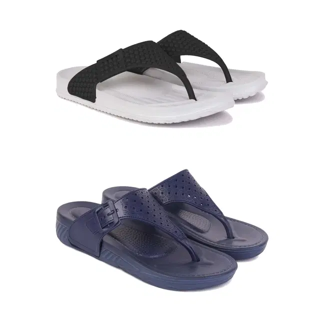 Slippers for Women, Pack of 2 (Multicolor, 4)