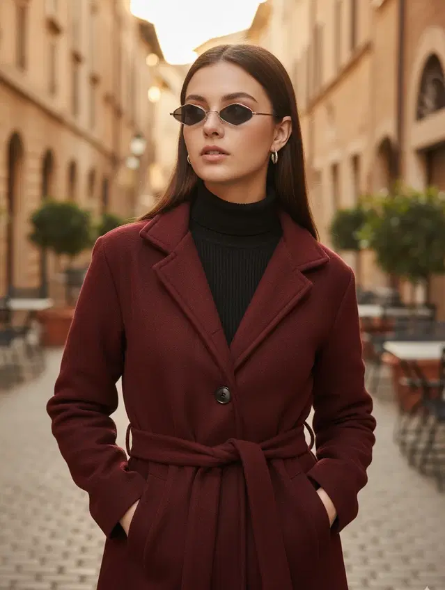 Cotton Coats For Women, Maroon (S)
