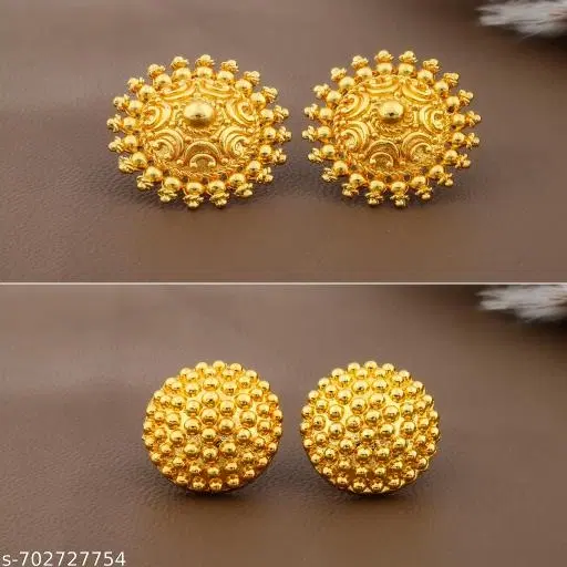 Traditional Gold Plated Designer Stud Earrings For Women