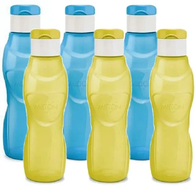 Milton Plastic Water Bottles, Pack of 6, Multicolor, 1000 ml
