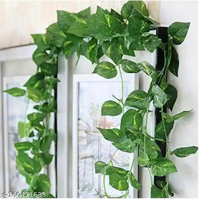 Artificial Hanging Money Plant Leaves Garlands, Green, Pack of 2