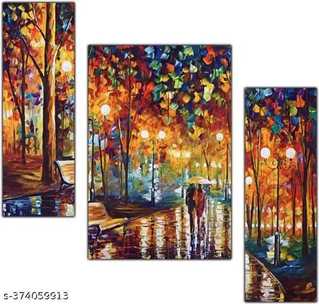 Wooden UV Coated Digital Painitings, Multicolor, 12x18 inches, Pack of 3