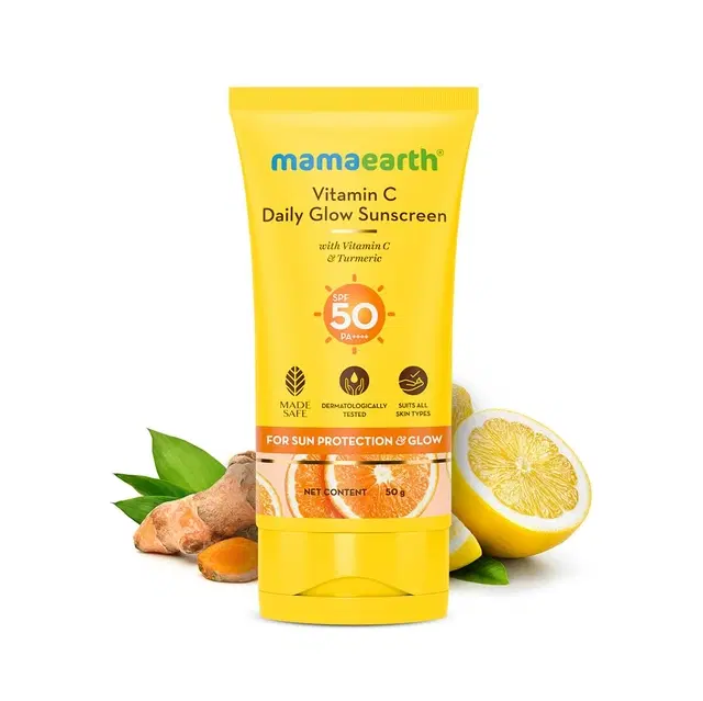 Mamaearth Vitamin C Daily Glow Sunscreen with Vitamin C & Turmeric for Sun Protection & Glow 50 g