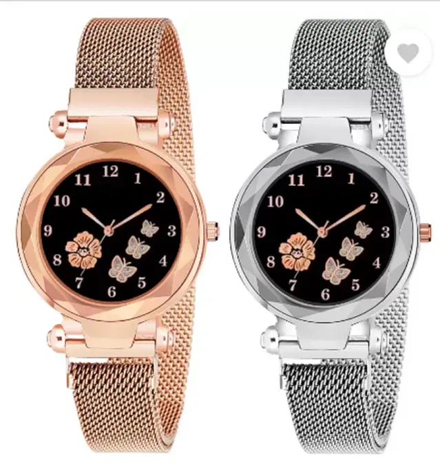 Analog Watch for Women & Girls, Pack of 2 (Multicolor)