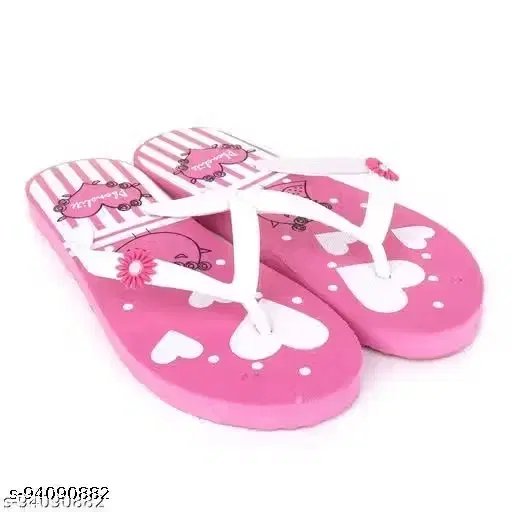 Lightweight Slippers for Women (White & Pink, 6)