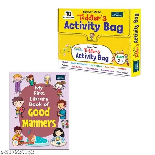 Super Cute Toddlers Activity Bag + My First Library Book of Good Manners (Set of 2) – Fun Learning Kit with Activities & Essential Manners Guide for Kids