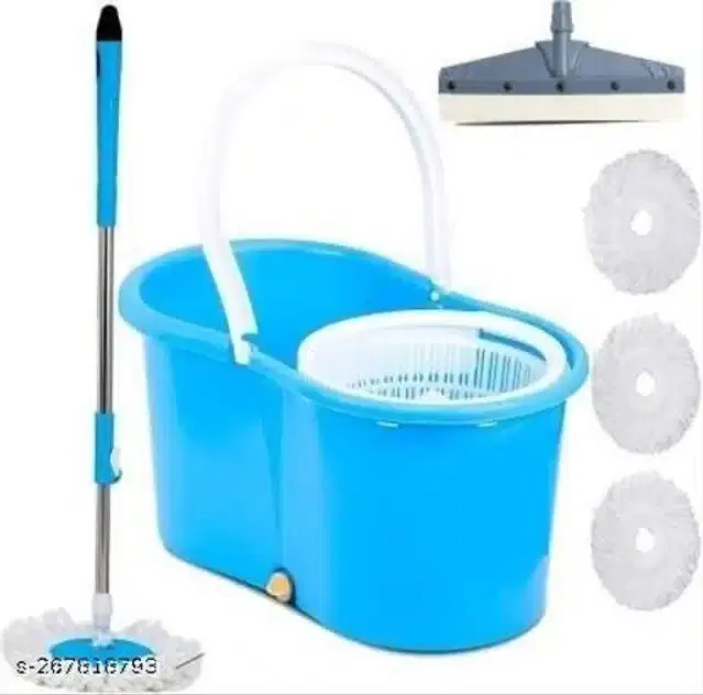 Spin Bucket Mop with 3 Refill And Wiper, Assorted, Set of 2