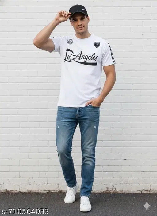 Poly Blend T-shirt for Men, White (XXL)