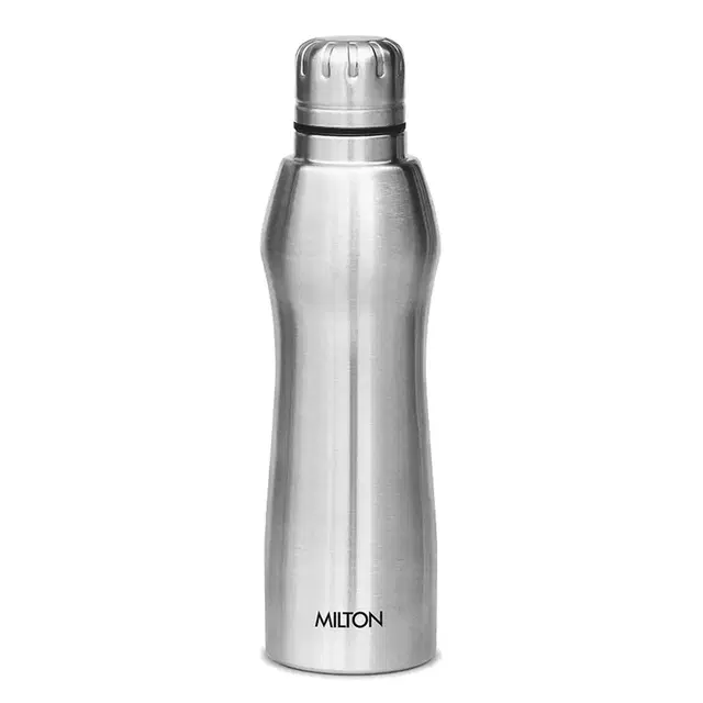 Milton Elate 1000 Stainless Steel Water Bottle 840 ml, Set of 1, Single Walled, ISI Certified I Leak Proof Lid, Rust Proof I For School, Office, Gym I Silver