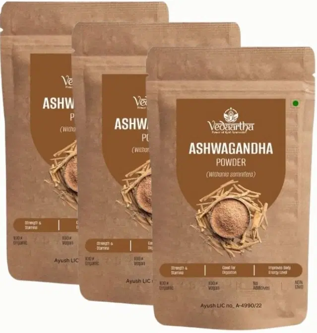 Vedaartha Ashwagandha Powder, Pack of 3 (100 g)