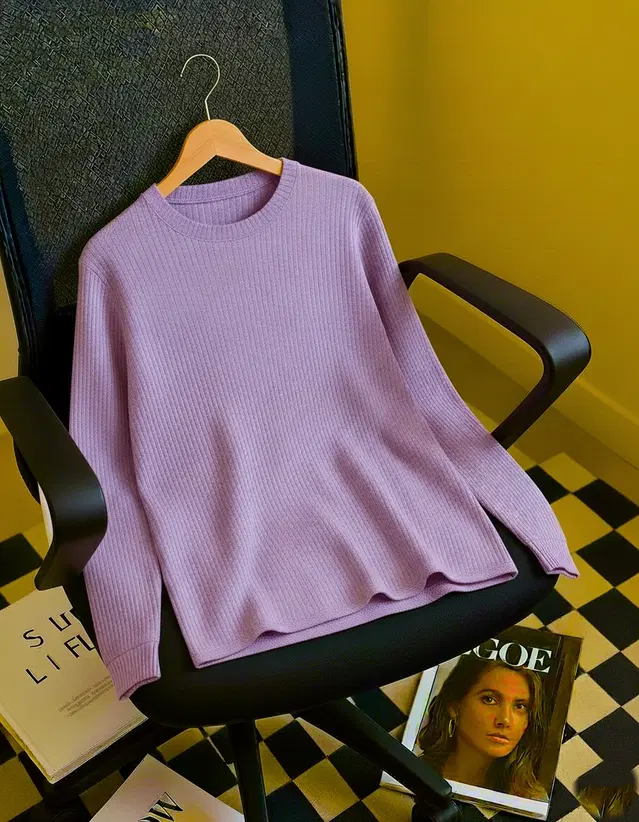 Cotton Blend Solid Sweatshirt for Men, Purple (XL)