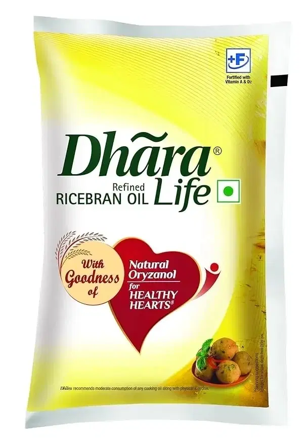 Dhara Refined Rice Bran Oil 1 L (Pouch)