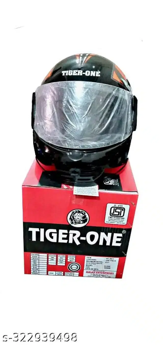 Full Face Helmet for Men & Women, Black & Orange