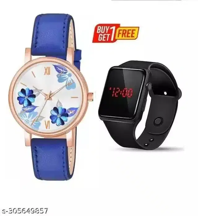 Analog with Digital Watch for Women, Pack of 2 (Multicolor)