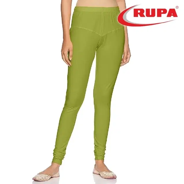Rupa Cotton Lycra  CHURIDAR LEGGINGS for women, Parrot Green (Free Size)