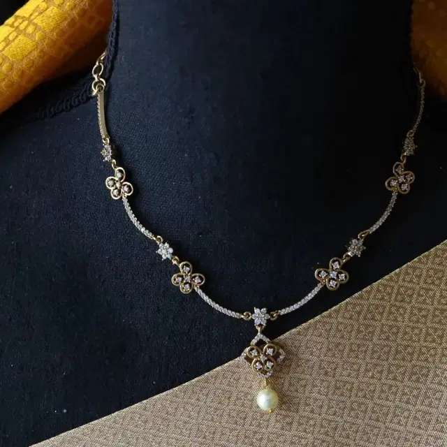 Zircon Gold-plated Necklace Set for Women (Lavender, Free Size)