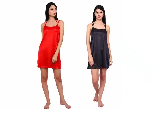 Babydolls for Women, Pack of 2 (Red & Black)