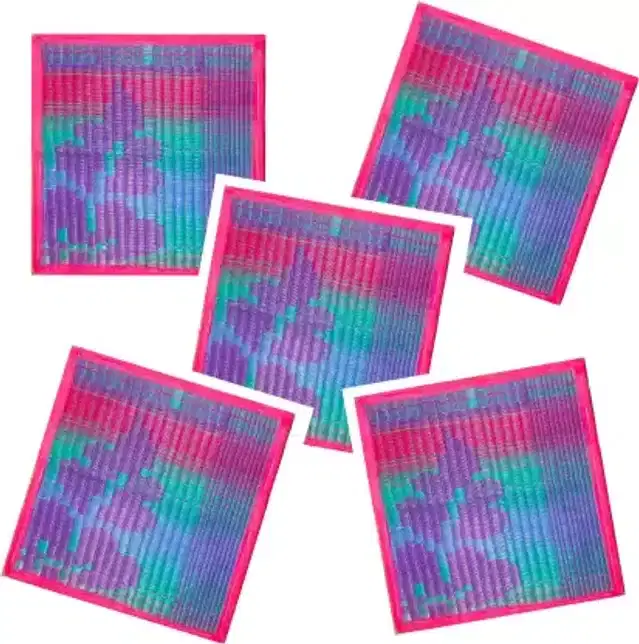 Plastic Floor Mats, Pack of 5, Multicolor, 16x18 Inches