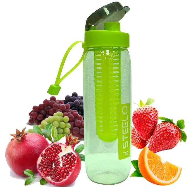 Steelo Fancy Fruit Infuse Flip Top Water Bottle, Multicolor, 750 ml