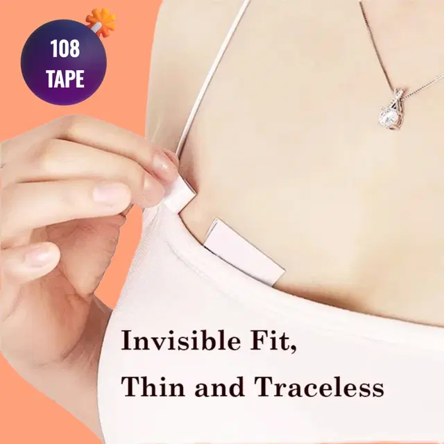 Acrylic Film Clothing 108 Double Sided Tape Strips, Transparent, Set of 1