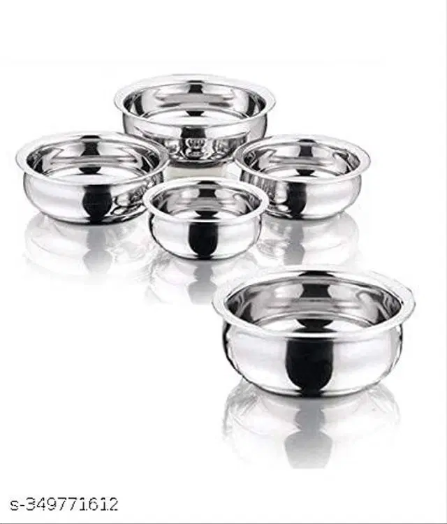 Stainless Steel Copper Bottom Handi Pot Set, Silver, Set of 5