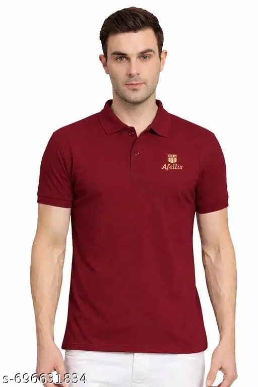 Cotton Blend Printed T-shirt For Men, Maroon (XL)