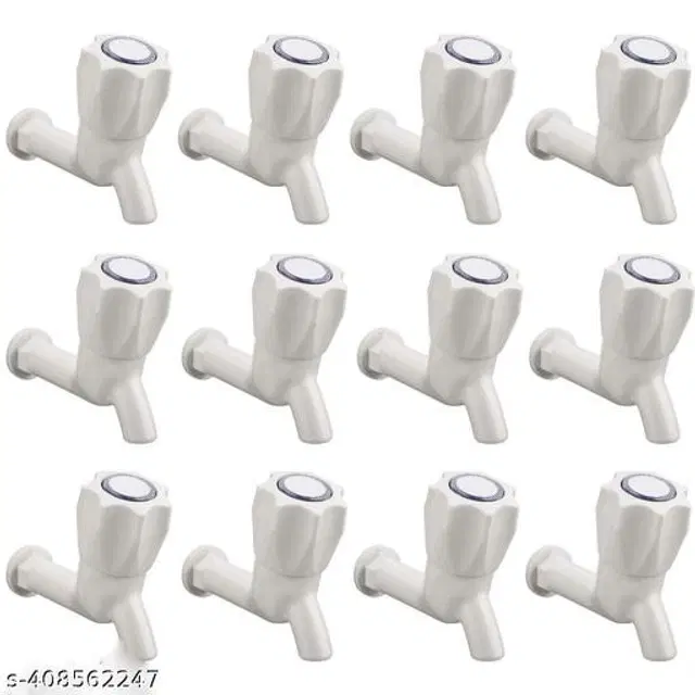 Plastic Bib Cock Tap, White, Pack of 12