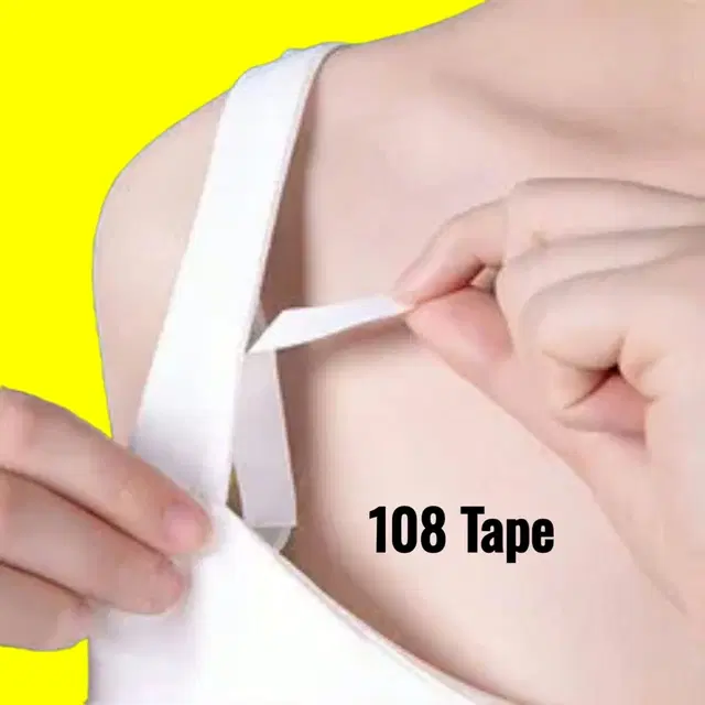 Acrylic Film Clothing 108 Double Sided Tape Strips, Transparent, Set of 1