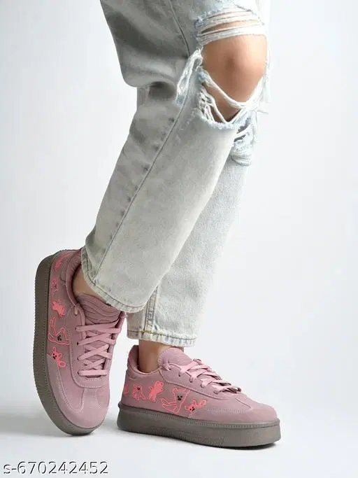 Printed Synthetic Slip-on Sneakers (Peach, IND-5)