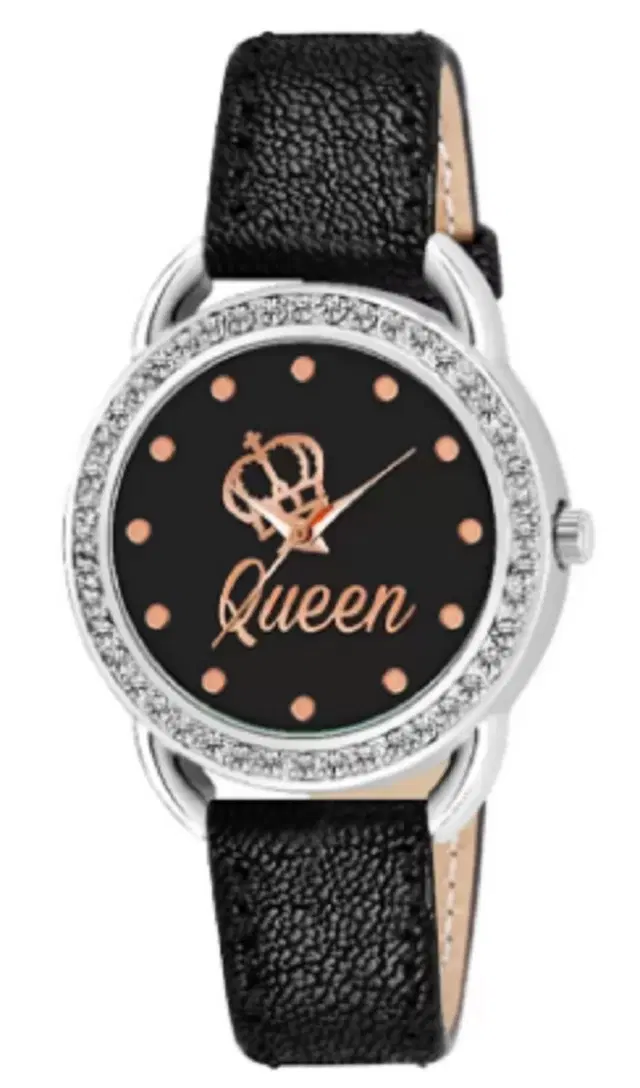 Analog Watch for Women & Girls (Black)
