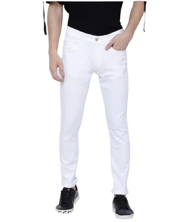 Denim Slim Fit Jeans for Men (White, 28)