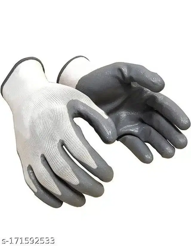 Nitrile Coated Hand Gloves, Set of 5, Grey