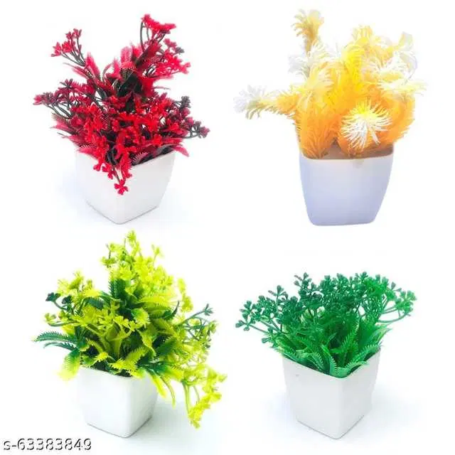 Duli Natural Looking Artificial Flower Pot For Home Decoration, Multicolor, Pack Of 4, D-31